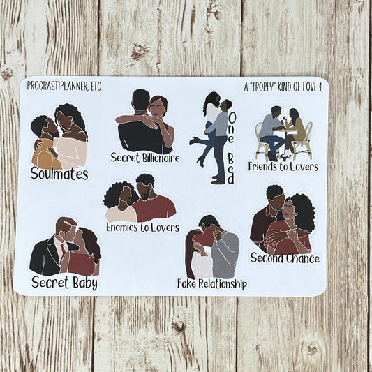 A Tropey Kind of Love - 1 Couples Lovers Romance Trope Planner Stickers