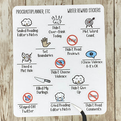 Humorous Writer Rewards - Planner Stickers for Agendas, Journals and Scrapbooking