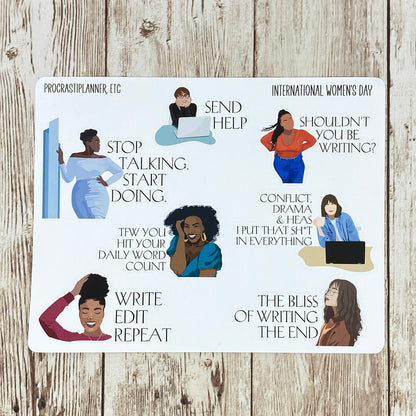 Writer Themed International Women's Day Planner Stickers for Agendas and Journals