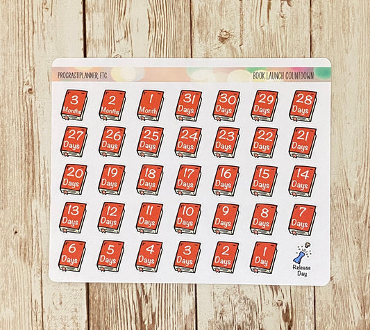 Book Launch - 30 Day Book Launch Countdown Planner Stickers