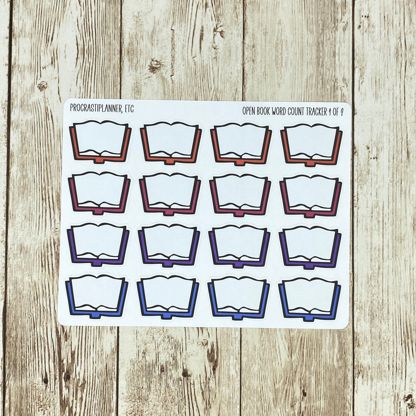 Open Book Word Count Tracker Planner Stickers
