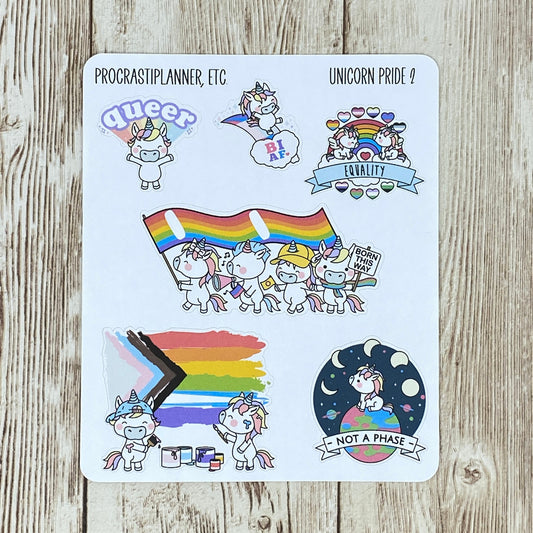 Unicorn Pride Planner Stickers for Agendas or Journals
