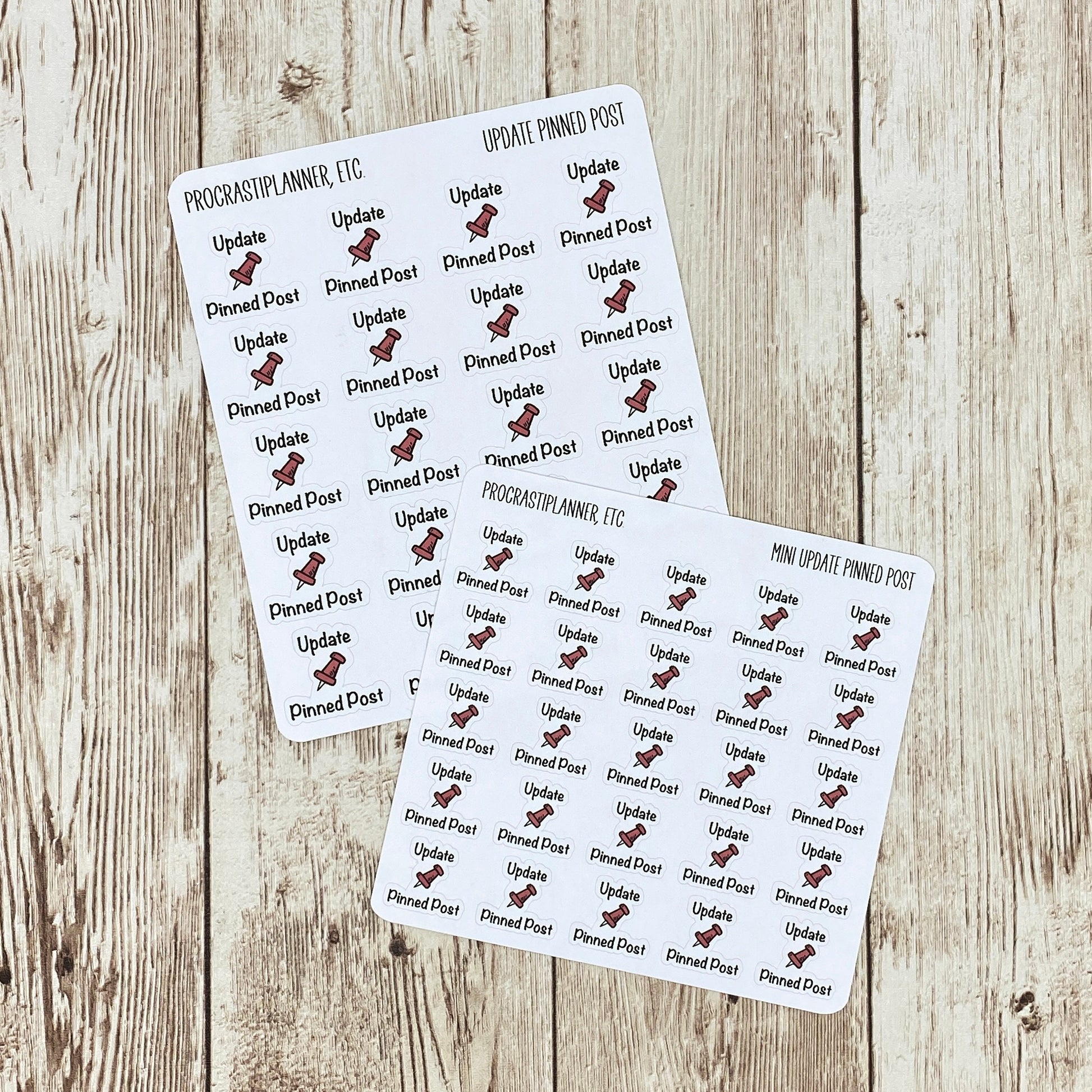 Update Pinned Post Planner Stickers in Regular or Mini Sizes for Authors Social Media