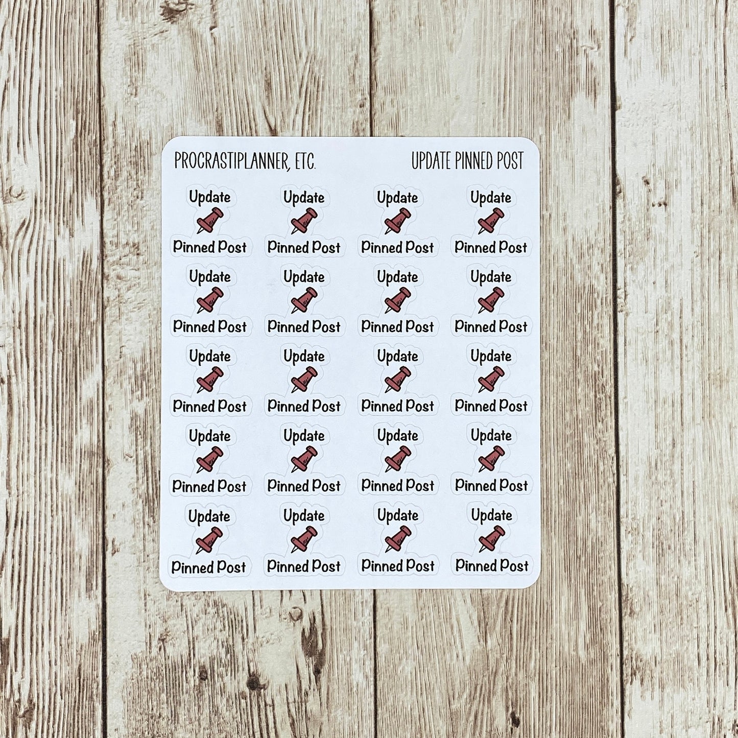 Update Pinned Post Planner Stickers in Regular or Mini Sizes for Authors Social Media