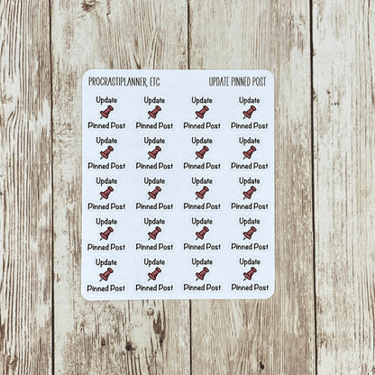 Update Pinned Post Planner Stickers in Regular or Mini Sizes for Authors Social Media