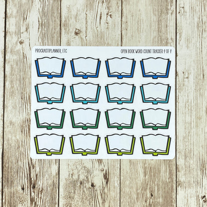 Open Book Word Count Tracker Planner Stickers