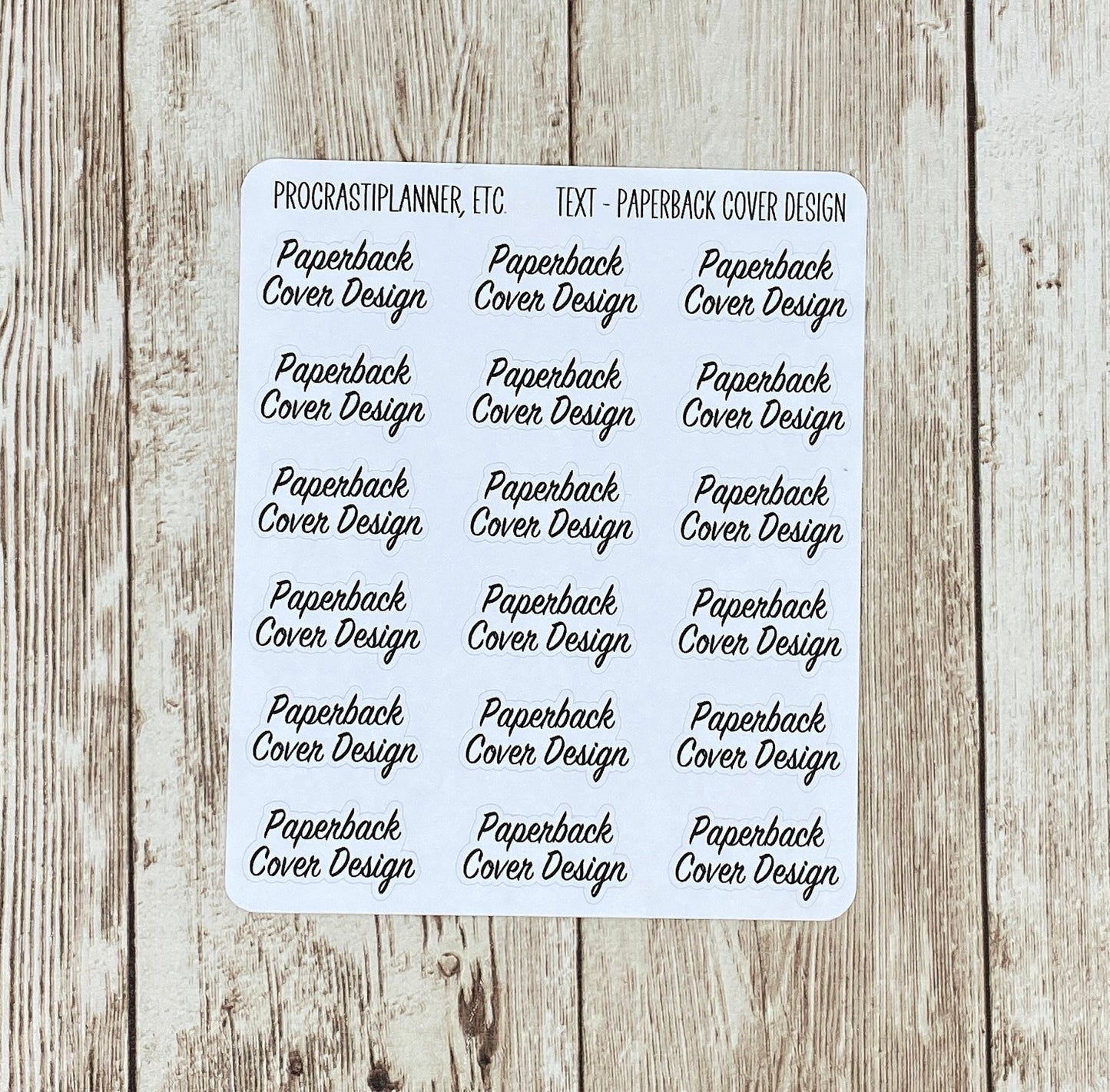 Text - Paperback Cover Design Planner Stickers in White Matte and Clear Matte Paper for Journals, Planners or Agendas