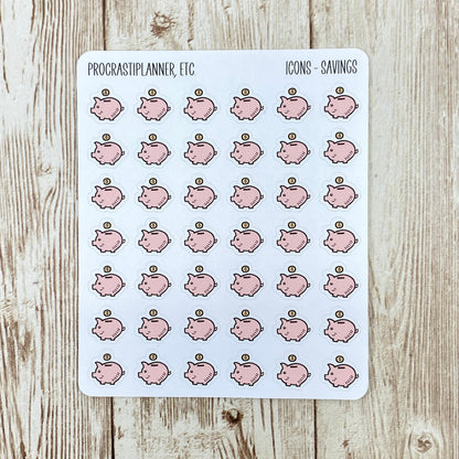 Piggy Bank Savings - Household Icon Planner Stickers for Planners Journals