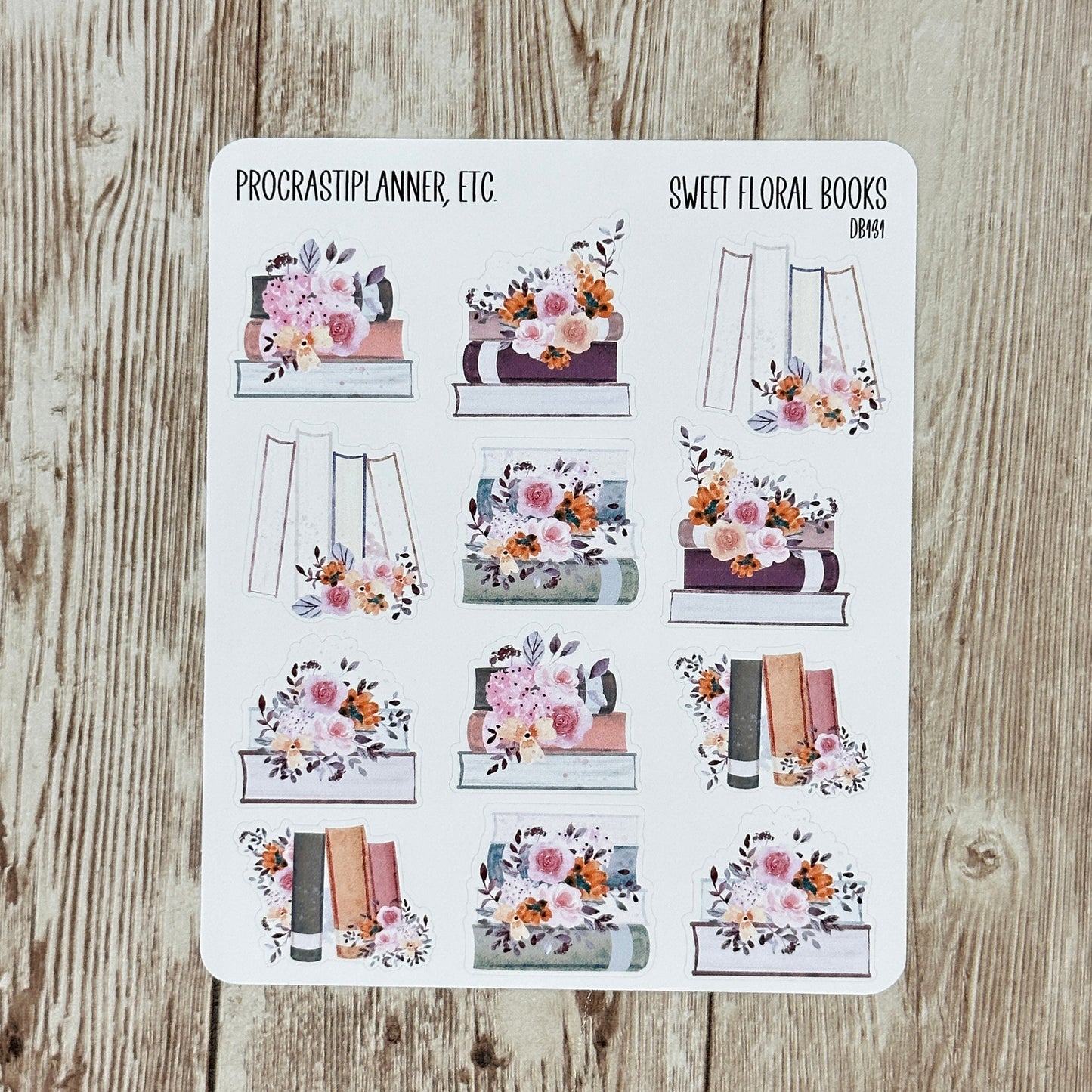 Sweet Floral Books Planner Stickers