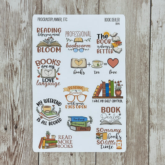 Book Dealer Planner Stickers for Agendas, Journals and Scrapbooks