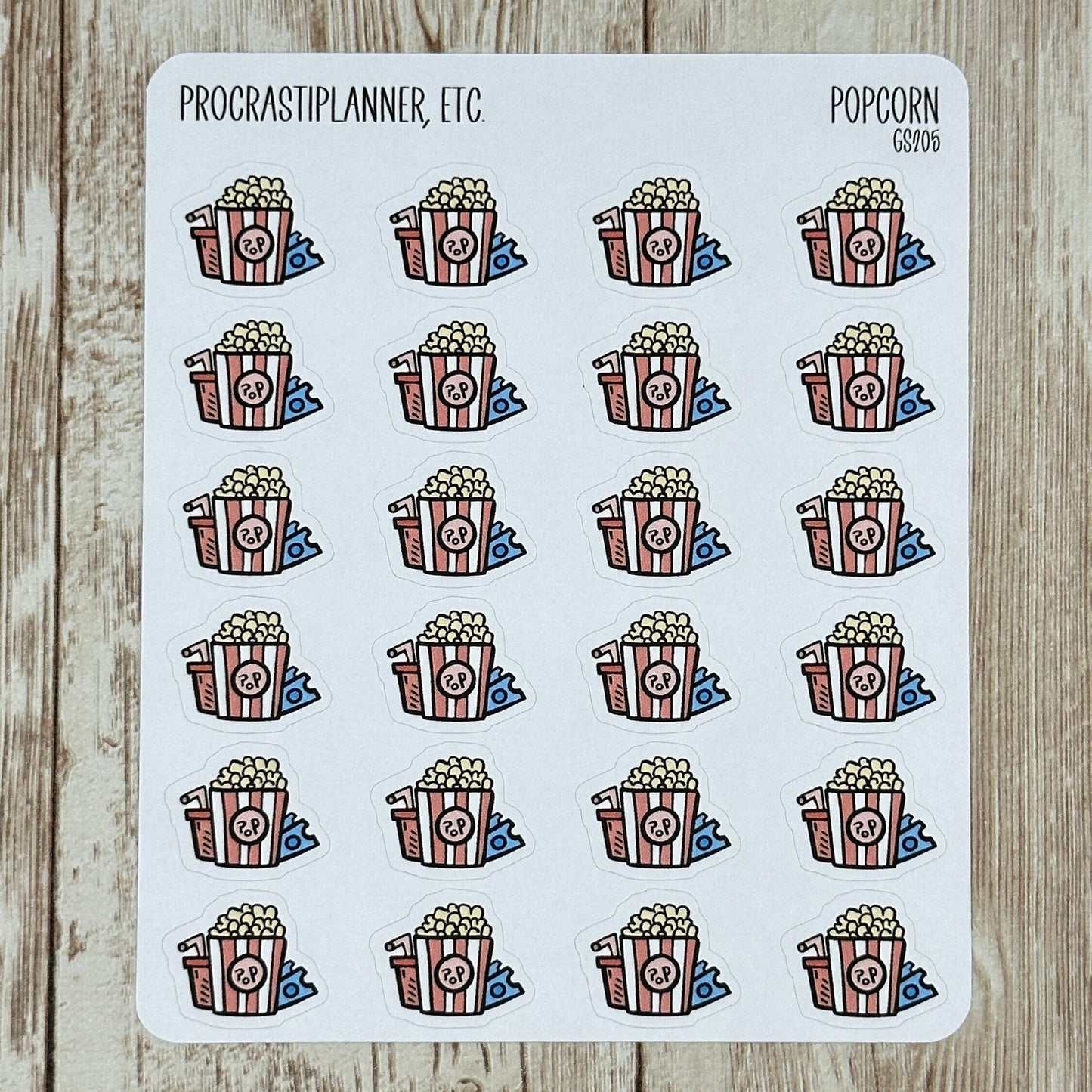 Movie Popcorn Planner Stickers for Planners Journals Agendas and Scrapbooking