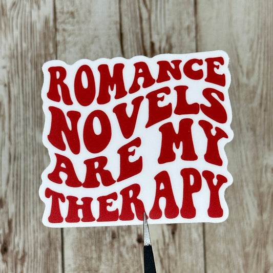 Romance Novels Are My Therapy Waterproof Sticker, Decal
