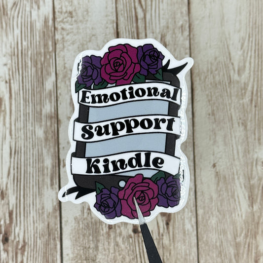 Emotional Support Kindle Waterproof Sticker, Decal